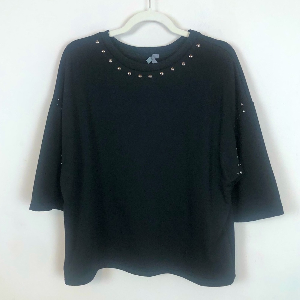JOLIE Black Studded Comfy Top size Small